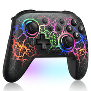 Zrzlmvp Switch Pro Controller, Wireless Video Game Controller with RGB Lighting, 1000mAh Rechargeable Battery, Turbo Function, Crackle Lightning Pattern, Black, S19