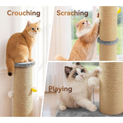 Unbranded Cat Scratching Post, 5-Inch Thick Sisal Pole, 36-Inch Tall Tower with 20.8x15.9-Inch Extra-Stable Base, Gray, Top Perch