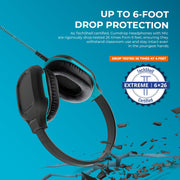 Gumdrop Cases DropTech On-Ear Wired Headphones, Black, Chew-Proof Tangle-Free 3.5mm Cord, Adjustable Headband, Rugged Drop-Tested for Kids