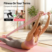 Unbranded 8-Tube Pedal Resistance Band with Handle, 3-in-1 Multi-Function Exercise Band for Foot Pedal Pull, Back Stretch, Chest Expansion, Pink