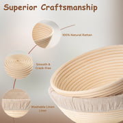 Astercook Sourdough Starter Kit, 56-Piece Artisan Bread Baking Set with Round & Oval Natural Rattan Proofing Baskets, Bread Lame, Stainless Steel Whisk, AST201V