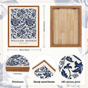 HPNIUB William Morris Framed Wall Art Set of 3, Vintage Blue and White Floral Prints, 16in x 24in