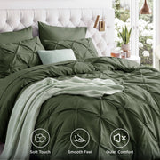 U by Bedsure Queen Comforter Set, Olive Green, 7-Piece Pinch Pleat Bedding with All Season Comforter, Sheets, Pillowcases, and Shams