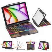 GUSGU Transparent Case with Wireless keyboard only for 2024 iPad Pro 13-in.(M4) - Tech Style - 7 Colors Backlight