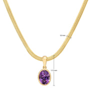 Gemstone Necklaces Oval Amethyst Pendant Snake Chain Necklace in 14K Gold
