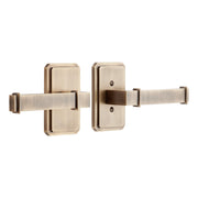Signature Hardware 552068AB MNG 505 Solid Brass Passage Interior Door Set w/ Sculpted Flat Lever Handle - Right Hand - No Backset - Antique Brass