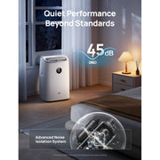 DREO Portable Air Conditioner, 8000 BTU ASHRAE, Drainage-Free Cooling, 45dB Quiet Operation, Smart Voice and App Control, 24H Timer, Fan and Dehumidifier, Covers Up to 150 sq ft, White, DR-HAC0