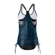 Tungbrin Women's Tankini Swimsuits 2 Piece Trendy Printed T-Back Swim Tops Side Drawstring Bathing Suits with Bikini