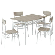 Ktaxon 5 Pieces Dining Table and Chair Set With 4 Chairs, Oak
