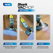 Shark VACMOP Reveal Cordless Hard Floor Cleaner Vacuum and Spray Mop with Dirt-Reveal Illumination, 4 Disposable Pads, 12oz Pet Multi-Surface Cleaning Solution, VM401