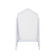 House of Happy Double-Sided Wood Easel with Chalkboard and Dry Erase Board, Natural Finish, Built-In Storage Tray