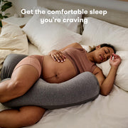 Frida Mom Adjustable Keep-Cool Pregnancy Body Pillow, Cooling Micro-Bead Filling, Dual-Fabric Comfort, Gray