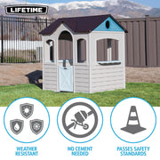 Lifetime Indoor Outdoor Kids Playhouse with Two Store Windows and Farm-Style Half Doors, Durable Low-Maintenance Construction, Taupe, 46 in x 40 in x 55 in, 91431