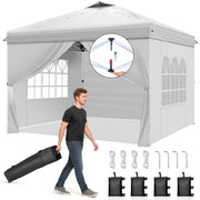 Ktaxon 10x10 Ez Pop Up Canopy Tent, One-Click Setup, White, 100 Sq Ft, Detachable Sidewalls, UPF50+ Sun Protection