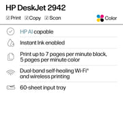 HP DeskJet 2942 All-in-One Wireless Color Inkjet Printer, Print Scan Copy, 60-Sheet Input Tray, Dual-Band Wi-Fi, Pink