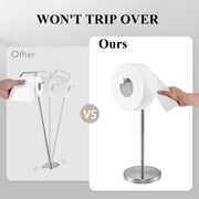 PHANCIR Freestanding Toilet Paper Holder with Top Storage Shelf, Stainless Steel, Silver