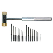 Wheeler Master Roll Pin Punch Set with Dual-Sided Hammer, Ball Profile Tips, Counter-Bored Starters, Storage Case, Silver, 18 Pc 110128