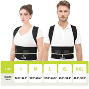 Pukitry Posture Corrector with Fiberglass Support, Adjustable Shoulder Straps, Breathable Mesh, Black, Size L