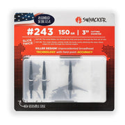 Swhacker 2-Blade Mechanical Archery Broadheads, 150 Grain Heavyweight, 3.0 in Cut, Pack of 3, Black SWH00243
