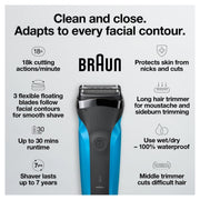 Braun Series 3 3010s Wet & Dry Rechargeable Men's Electric Shaver
