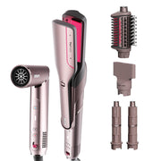 Shark FlexFusion Air Straightener and Hair Dryer Multi-Styler with Ceramic Plates, Auto-Wrap Curlers, Wet or Dry Brush, Concentrator Nozzle, Cosmic Blush