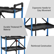 WORKPRO 3-Tier Folding Service Cart with Wheels, 210 Lb Load Capacity, Aluminum and Polypropylene, Foldable Utility Cart for Garage Warehouse Home Office, W083076AW