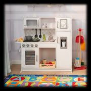 Melissa & Doug 4338 Wooden Chef's Pretend Play Toy Kitchen With Ice Cube Dispenser - Cloud White