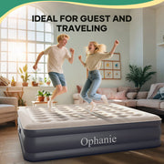 Ophanie Cal King Air Mattress, 18in Thick Puncture Resistant PVC, Built-in Pump, Quick Inflation/Deflation, Gray