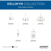 Progress Lighting Kellwyn 4 Light Foyer Pendant, Brushed Nickel Finish, Clear Glass Shades, 18 in, P500315-009