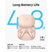 Anker Soundcore Liberty 5 Wireless Earbuds, Adaptive Noise Cancellation, Dolby Audio, 6-Mic AI Clear Calls, Fast Charging, Pink, A3957