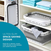 BLACK & DECKER BD0065-WM2 Collapsible Laundry Basket with Handles, Space-Saving Design, Gray, 2-Pack