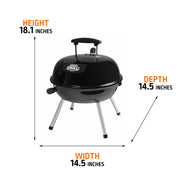 Expert Grill XGS236178263001 14.5 inch Portable Charcoal Grill, Black