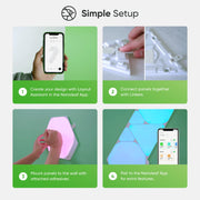 Nanoleaf Shapes Mini Triangles Smarter Kit, 9 Multicolor Smart LED Wall Light Panels, NL48-0003TW-9PK
