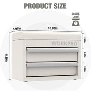 WORKPRO Mini Metal Tool Box, Cold Rolled Steel, 2 Drawers with Magnetic Tabs, PVC Liners, PP Feet Pads, Macaron, 10.8 x 5.9 x 8.2 in