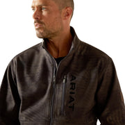 ARIAT Men's Patriot Flag Softshell Jacket, Water Resistant, Microfleece Lined, Greater Arm Mobility, Adjustable Waist and Cuffs, Phantom Black, 10062592