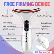 EMS Neck & Face Beauty Device - Microcurrent & Light Therapy for Wrinkle Reduction & Skin Rejuvenation