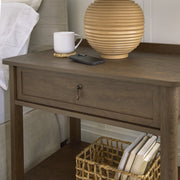 My Texas House Hartwell 1 Drawer Nightstand with USB Ports and Outlet, Heritage Oak Finish, Transitional Cottage Style, 453377