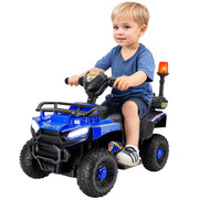 Bruce & Shark Police Car Ride On Electric ATV Four Wheeler for Kids, Blue, Battery Powered 6V, Ages 1-5, T021-009-Blue