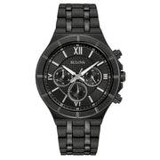 Bulova 98A242 Men's Black Ion-Plated Chronograph Watch, Black Dial, Stainless Steel Bracelet