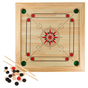 Trademark Global 461217MVQ Rockin Rollers Carrom Board Game Set, 26 in Square Pinewood Board with Coins, Striker, and Cue Sticks, Eastern-Inspired Design