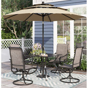 Alpha Joy 10ft 3 Tier Auto-Tilt Outdoor Patio Umbrella Beach Garden Double Vented Table Umbrella with Push Button and Crank, Beige