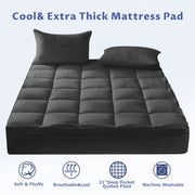 JUSTLET JUSTLETFGLGK Extra Thick King Mattress Topper, Cooling Mattress Pad Cover, 2