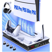 Beboncool PS5 Cooling Fan Stand with Dual Turbo Fans, Dual Fast Controller Charger, White, S5000