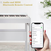 Glarry GDP-104 88 Keys Digital Piano Full Weighted Keyboards for Kids Beginner, White