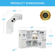 Best Choice Products SKY6910 Interactive Wooden Kids Pretend Play Corner Kitchen Set With Lights & Sounds - White