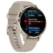 Garmin 010-02785-02 Venu 3S Soft Gold Stainless Steel Bezel 1.2-Inch AMOLED Touchscreen Display Smart Watch with 41mm French Gray Case