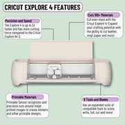 Cricut z20-11070-R9 Explore 4 Die-Cutting Machine with Vinyl and Iron-On Sheets Bundle, Corded, 9.4 in