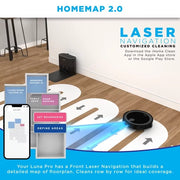 iHome iHRV13-BLK AutoVac Luna Pro 3-in-1 Robot Vacuum and Vibrating Mop with Front Laser Navigation and Auto Empty Base 2200pa