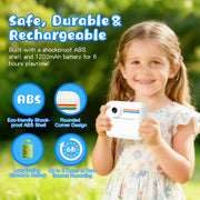 Askmuse Instant Digital Camera for Kids 3-12, Purple, 32GB SD Card, 17 Stickers, 13 Filters, 2.4in Screen, 16x Zoom, Long Battery Life