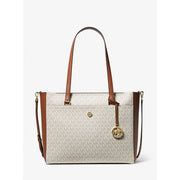 Michael Kors Maisie 3-in-1 Large Top Zip Tote Bag with Crossbody Pouch and Wristlet, Vanilla Brown, 35T1G5MT7B-149